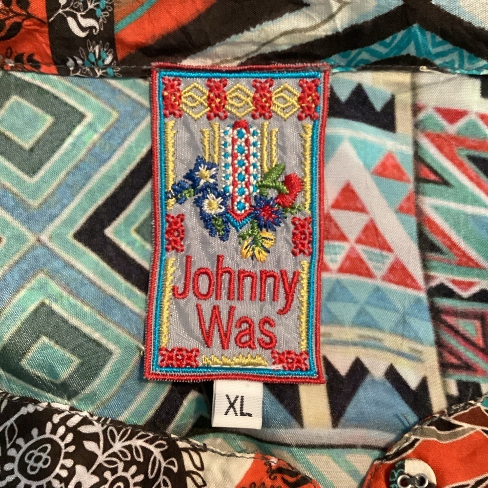 Johnny Was Multicolor Patchwork Tunic Top XL Boho - image 8